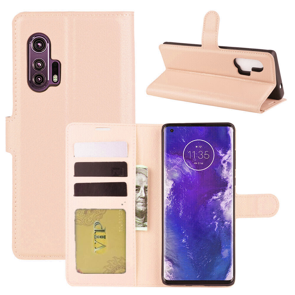 Leather Folio Wallet Case for Motorola Moto Edge+ Plus (2020) Leather Folio Wallet Case for Motorola Moto Edge+ Plus (2020)